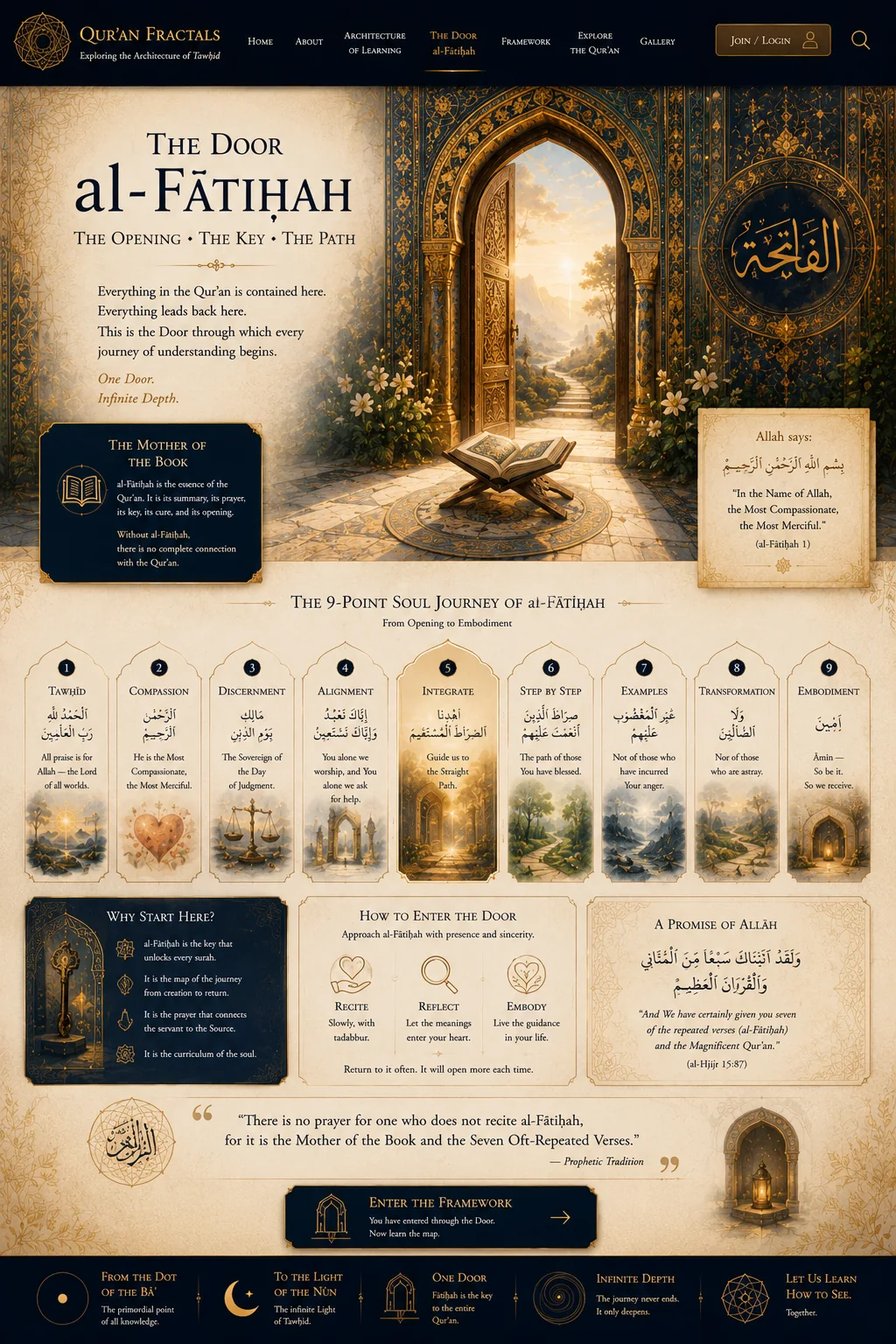 Illuminated manuscript design for the al-FÄtiḥah introductory experience